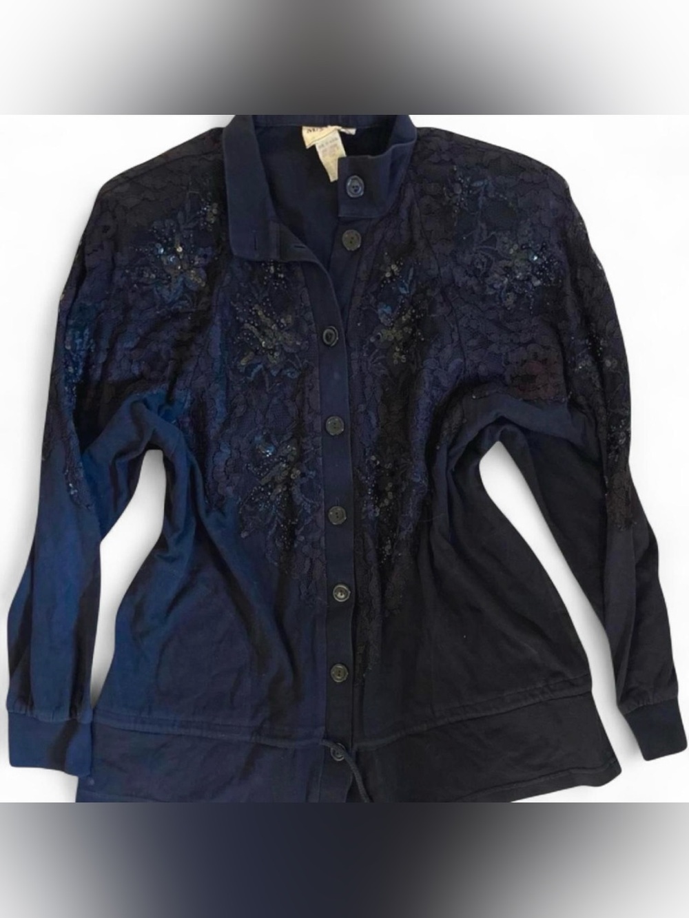 Vintage Marissa Webb Lace Sequin Embellished Tie-Front Blouse